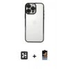 MARSİLYAN™- iPhone 16 Pro Max Kılıf Vadi Minimal - Siyah Buffer Hayalet Cam Ekran Koruyucu + PVD Metal Kamera Lens - SH