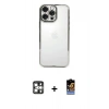 MARSİLYAN™- iPhone 16 Pro Max Kılıf Vadi Minimal - Siyah Buffer Hayalet Cam Ekran Koruyucu + PVD Metal Kamera Lens - GS