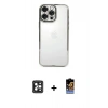 MARSİLYAN™- iPhone 16 Pro Max Kılıf Vadi Minimal - Siyah Buffer Hayalet Cam Ekran Koruyucu + PVD Metal Kamera Lens - SH