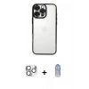 MARSİLYAN™- iPhone 16 Pro Max Kılıf Vadi Minimal - Siyah Joko Magic 5D Cam + Pers Alüminyum Kamera Lens - GS