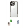 MARSİLYAN™- iPhone 16 Pro Max Kılıf Vadi Minimal - Siyah Joko Magic 5D Cam + Natural Grey Raze Metal Kamera Lens