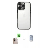 MARSİLYAN™- iPhone 16 Pro Max Kılıf Vadi Minimal - Siyah Joko Magic 5D Cam + Natural Grey Raze Metal Kamera Lens