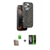 MARSİLYAN™- iPhone 16 Pro Max Kılıf Vadi Özel Seri - Şeffaf 360 Full Body Arka Koruyucu + Çöl Titanyum Raze Metal Kamera Lens