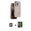 MARSİLYAN™- iPhone 16 Pro Max Kılıf Vadi Özel Seri - Şeffaf 360 Full Body Arka Koruyucu + PVD Metal Kamera Lens - SH