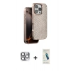 MARSİLYAN™- iPhone 16 Pro Max Kılıf Vadi Özel Seri - Şeffaf Pasifik Cam Ekran Koruyucu + Gri Pers Alüminyum Kamera Lens