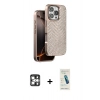 MARSİLYAN™- iPhone 16 Pro Max Kılıf Vadi Özel Seri - Şeffaf Pasifik Cam Ekran Koruyucu + PVD Metal Kamera Lens - GS