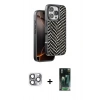 MARSİLYAN™- iPhone 16 Pro Max Kılıf Vadi Özel Seri - Siyah 360 Mat Full Body Arka Koruyucu + Pers Alüminyum Kamera Lens - GI