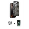 MARSİLYAN™- iPhone 16 Pro Max Kılıf Vadi Özel Seri - Siyah 360 Mat Full Body Arka Koruyucu + Gümüş Pers Alüminyum Kamera Lens