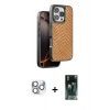 MARSİLYAN™- iPhone 16 Pro Max Kılıf Vadi Özel Seri - Siyah 360 Mat Full Body Arka Koruyucu + Gümüş Pers Alüminyum Kamera Lens
