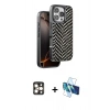 MARSİLYAN™- iPhone 16 Pro Max Kılıf Vadi Özel Seri - Siyah 3D Antistatik Cam Ekran Koruyucu + PVD Metal Kamera Lens - GD