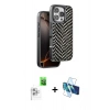 MARSİLYAN™- iPhone 16 Pro Max Kılıf Vadi Özel Seri - Siyah 3D Antistatik Cam Ekran Koruyucu + Raze Metal Kamera Lens - BZ