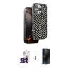 MARSİLYAN™- iPhone 16 Pro Max Kılıf Vadi Özel Seri - Siyah 3D Antistatik Hayalet Cam Ekran Koruyucu + Bilvis Titan Kamera Lens - GS