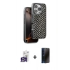 MARSİLYAN™- iPhone 16 Pro Max Kılıf Vadi Özel Seri - Siyah 3D Antistatik Hayalet Cam Ekran Koruyucu + Bilvis Titan Kamera Lens - TMGI