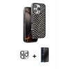 MARSİLYAN™- iPhone 16 Pro Max Kılıf Vadi Özel Seri - Siyah 3D Antistatik Hayalet Cam Ekran Koruyucu + Pers Alüminyum Kamera Lens - GI