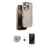 MARSİLYAN™- iPhone 16 Pro Max Kılıf Vadi Özel Seri - Siyah 3D Antistatik Hayalet Cam Ekran Koruyucu + Pers Alüminyum Kamera Lens - GI