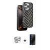 MARSİLYAN™- iPhone 16 Pro Max Kılıf Vadi Özel Seri - Siyah 3D Antistatik Hayalet Cam Ekran Koruyucu + Pers Alüminyum Kamera Lens - GS