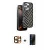 MARSİLYAN™- iPhone 16 Pro Max Kılıf Vadi Özel Seri - Siyah 3D Antistatik Hayalet Cam Ekran Koruyucu + Pers Alüminyum Kamera Lens - CLTM