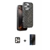 MARSİLYAN™- iPhone 16 Pro Max Kılıf Vadi Özel Seri - Siyah 3D Antistatik Hayalet Cam Ekran Koruyucu + PVD Metal Kamera Lens - GD