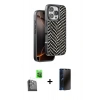 MARSİLYAN™- iPhone 16 Pro Max Kılıf Vadi Özel Seri - Siyah 3D Antistatik Hayalet Cam Ekran Koruyucu + Raze Metal Kamera Lens - SH
