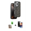 MARSİLYAN™- iPhone 16 Pro Max Kılıf Vadi Özel Seri - Siyah 3D Antistatik Mat Seramik Nano Ekran Koruyucu + Raze Metal Kamera Lens - CLTM