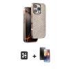 MARSİLYAN™- iPhone 16 Pro Max Kılıf Vadi Özel Seri - Siyah 3D Antistatik Mat Seramik Nano Ekran Koruyucu + PVD Metal Kamera Lens - SH