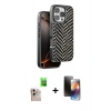 MARSİLYAN™- iPhone 16 Pro Max Kılıf Vadi Özel Seri - Siyah 3D Antistatik Mat Seramik Nano Ekran Koruyucu + Raze Metal Kamera Lens - NLGY