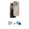 MARSİLYAN™- iPhone 16 Pro Max Kılıf Vadi Özel Seri - Siyah 3D Antistatik Seramik Nano Ekran Koruyucu + Pers Alüminyum Kamera Lens - GS