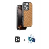 MARSİLYAN™- iPhone 16 Pro Max Kılıf Vadi Özel Seri - Siyah 3D Antistatik Seramik Nano Ekran Koruyucu + PVD Metal Kamera Lens - SH