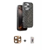 MARSİLYAN™- iPhone 16 Pro Max Kılıf Vadi Özel Seri - Siyah Bilvis 3D Cam Ekran Koruyucu + Çöl Titanyum Pers Alüminyum Kamera Lens