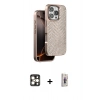 MARSİLYAN™- iPhone 16 Pro Max Kılıf Vadi Özel Seri - Siyah Bilvis 3D Cam Ekran Koruyucu + Gold PVD Metal Kamera Lens