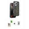 MARSİLYAN™- iPhone 16 Pro Max Kılıf Vadi Özel Seri - Siyah Bilvis 3D Cam Ekran Koruyucu + Natural Grey Raze Metal Kamera Lens