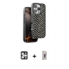 MARSİLYAN™- iPhone 16 Pro Max Kılıf Vadi Özel Seri - Siyah Bilvis 3D Cam Ekran Koruyucu + PVD Metal Kamera Lens - GS