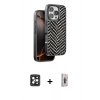 MARSİLYAN™- iPhone 16 Pro Max Kılıf Vadi Özel Seri - Siyah Bilvis 3D Cam Ekran Koruyucu + PVD Metal Kamera Lens - SH