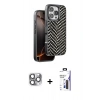 MARSİLYAN™- iPhone 16 Pro Max Kılıf Vadi Özel Seri - Siyah Bilvis 3X AR Hayalet Cam Ekran Koruyucu + Pers Alüminyum Kamera Lens - GI