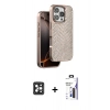 MARSİLYAN™- iPhone 16 Pro Max Kılıf Vadi Özel Seri - Siyah Bilvis 3X AR Hayalet Cam Ekran Koruyucu + PVD Metal Kamera Lens - SH