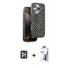 MARSİLYAN™- iPhone 16 Pro Max Kılıf Vadi Özel Seri - Siyah Bilvis 3X AR Hayalet Cam Ekran Koruyucu + PVD Metal Kamera Lens - SH
