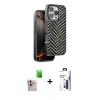 MARSİLYAN™- iPhone 16 Pro Max Kılıf Vadi Özel Seri - Siyah Bilvis 3X AR Hayalet Cam Ekran Koruyucu + Raze Metal Kamera Lens - NLGY