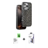 MARSİLYAN™- iPhone 16 Pro Max Kılıf Vadi Özel Seri - Siyah Bilvis 3X AR Hayalet Cam Ekran Koruyucu + Raze Metal Kamera Lens - BZ