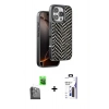 MARSİLYAN™- iPhone 16 Pro Max Kılıf Vadi Özel Seri - Siyah Bilvis 3X AR Hayalet Cam Ekran Koruyucu + Raze Metal Kamera Lens - SH