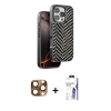 MARSİLYAN™- iPhone 16 Pro Max Kılıf Vadi Özel Seri - Siyah Bilvis 3X AR HD Cam Ekran Koruyucu + Pers Alüminyum Kamera Lens - CLTM