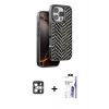 MARSİLYAN™- iPhone 16 Pro Max Kılıf Vadi Özel Seri - Siyah Bilvis 3X AR HD Cam Ekran Koruyucu + PVD Metal Kamera Lens - GS