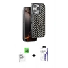 MARSİLYAN™- iPhone 16 Pro Max Kılıf Vadi Özel Seri - Siyah Bilvis 3X AR HD Cam Ekran Koruyucu + Raze Metal Kamera Lens - BZ