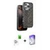 MARSİLYAN™- iPhone 16 Pro Max Kılıf Vadi Özel Seri - Siyah Bilvis 5in1 3D Magic Cam Ekran Koruyucu + Beyaz Raze Metal Kamera Lens