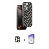 MARSİLYAN™- iPhone 16 Pro Max Kılıf Vadi Özel Seri - Siyah Bilvis 5in1 3D Magic Cam Ekran Koruyucu + PVD Metal Kamera Lens - GS