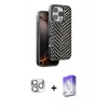 MARSİLYAN™- iPhone 16 Pro Max Kılıf Vadi Özel Seri - Siyah Bilvis 5in1 3D Magic Cam Ekran Koruyucu + Gümüş Pers Alüminyum Kamera Lens