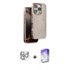 MARSİLYAN™- iPhone 16 Pro Max Kılıf Vadi Özel Seri - Siyah Bilvis 5in1 3D Magic Cam Ekran Koruyucu + Gümüş Pers Alüminyum Kamera Lens