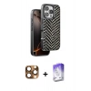 MARSİLYAN™- iPhone 16 Pro Max Kılıf Vadi Özel Seri - Siyah Bilvis 5in1 3D Magic Cam Ekran Koruyucu + Pers Alüminyum Kamera Lens - CLTM