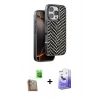 MARSİLYAN™- iPhone 16 Pro Max Kılıf Vadi Özel Seri - Siyah Bilvis 5in1 5D Magic Hayalet Cam Ekran Koruyucu + Raze Metal Kamera Lens - CLTM
