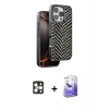 MARSİLYAN™- iPhone 16 Pro Max Kılıf Vadi Özel Seri - Siyah Bilvis 5in1 5D Magic Hayalet Cam Ekran Koruyucu + PVD Metal Kamera Lens - GD