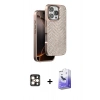 MARSİLYAN™- iPhone 16 Pro Max Kılıf Vadi Özel Seri - Siyah Bilvis 5in1 5D Magic Hayalet Cam Ekran Koruyucu + PVD Metal Kamera Lens - GD